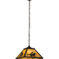 Meyda Lighting Cowboy & Steer 23" 2-Light Timeless Bronze Pendant Light With Beige Shade Glass