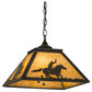 Meyda Lighting Cowboy & Steer 23" 2-Light Timeless Bronze Pendant Light With Beige Shade Glass