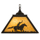 Meyda Lighting Cowboy & Steer 23" 2-Light Timeless Bronze Pendant Light With Beige Shade Glass