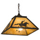 Meyda Lighting Cowboy & Steer 23" 2-Light Timeless Bronze Pendant Light With Beige Shade Glass