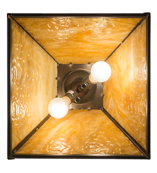Meyda Lighting Cowboy & Steer 23" 2-Light Timeless Bronze Pendant Light With Beige Shade Glass