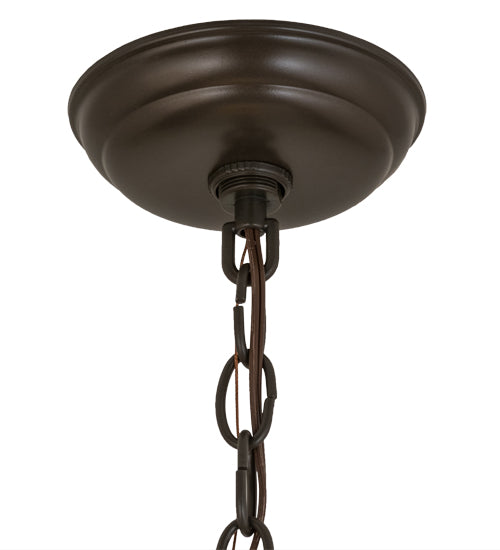 Meyda Lighting Cowboy & Steer 23" 2-Light Timeless Bronze Pendant Light With Beige Shade Glass