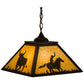 Meyda Lighting Cowboy & Steer 23" 2-Light Timeless Bronze Pendant Light With Beige Shade Glass
