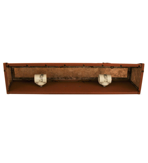 Meyda Lighting Cowboy & Steer 24" 4-Light Rust Vanity Light With Silver Mica Shade Glass