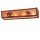 Meyda Lighting Cowboy & Steer 24" 4-Light Rust Vanity Light With Silver Mica Shade Glass