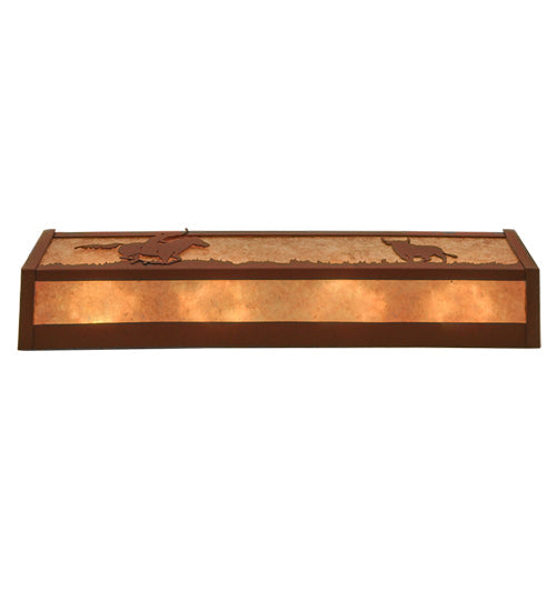 Meyda Lighting Cowboy & Steer 24" 4-Light Rust Vanity Light With Silver Mica Shade Glass