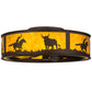 Meyda Lighting Cowboy & Steer 36" Mahogany Bronze Chandelier With Amber Mica Shade Glass