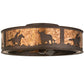 Meyda Lighting Cowboy & Steer 36" Mahogany Bronze Chandelier With Amber Mica Shade Glass
