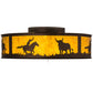 Meyda Lighting Cowboy & Steer 36" Mahogany Bronze Chandelier With Amber Mica Shade Glass