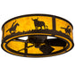 Meyda Lighting Cowboy & Steer 36" Mahogany Bronze Chandelier With Amber Mica Shade Glass