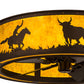 Meyda Lighting Cowboy & Steer 36" Mahogany Bronze Chandelier With Amber Mica Shade Glass