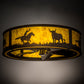 Meyda Lighting Cowboy & Steer 36" Mahogany Bronze Chandelier With Amber Mica Shade Glass