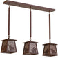 Meyda Lighting Cowboy & Steer 37" 3-Light Rust Island Pendant Light With Silver Mica Shade Glass
