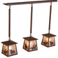 Meyda Lighting Cowboy & Steer 37" 3-Light Rust Island Pendant Light With Silver Mica Shade Glass