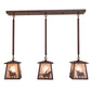 Meyda Lighting Cowboy & Steer 37" 3-Light Rust Island Pendant Light With Silver Mica Shade Glass