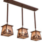Meyda Lighting Cowboy & Steer 37" 3-Light Rust Island Pendant Light With Silver Mica Shade Glass