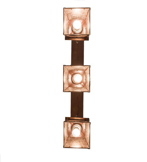 Meyda Lighting Cowboy & Steer 37" 3-Light Rust Island Pendant Light With Silver Mica Shade Glass