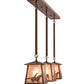 Meyda Lighting Cowboy & Steer 37" 3-Light Rust Island Pendant Light With Silver Mica Shade Glass