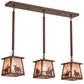 Meyda Lighting Cowboy & Steer 37" 3-Light Rust Island Pendant Light With Silver Mica Shade Glass
