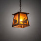 Meyda Lighting Cowboy & Steer 7" Metallic Bronze Pendant Light With Amber Mica Shade Glass