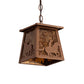 Meyda Lighting Cowboy & Steer 7" Metallic Bronze Pendant Light With Amber Mica Shade Glass