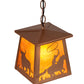 Meyda Lighting Cowboy & Steer 7" Metallic Bronze Pendant Light With Amber Mica Shade Glass