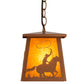 Meyda Lighting Cowboy & Steer 7" Metallic Bronze Pendant Light With Amber Mica Shade Glass