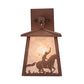 Meyda Lighting Cowboy & Steer 7" Rust Hanging Wall Sconce With Silver Mica Shade Glass