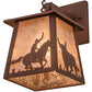 Meyda Lighting Cowboy & Steer 7" Rust Hanging Wall Sconce With Silver Mica Shade Glass