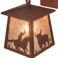 Meyda Lighting Cowboy & Steer 7" Rust Hanging Wall Sconce With Silver Mica Shade Glass