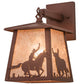 Meyda Lighting Cowboy & Steer 7" Rust Hanging Wall Sconce With Silver Mica Shade Glass