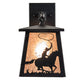 Meyda Lighting Cowboy & Steer 7" Textured Black Hanging Wall Sconce With Silver Mica Shade Glass