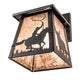 Meyda Lighting Cowboy & Steer 7" Textured Black Hanging Wall Sconce With Silver Mica Shade Glass