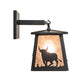 Meyda Lighting Cowboy & Steer 7" Textured Black Hanging Wall Sconce With Silver Mica Shade Glass