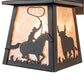 Meyda Lighting Cowboy & Steer 7" Textured Black Hanging Wall Sconce With Silver Mica Shade Glass