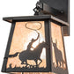 Meyda Lighting Cowboy & Steer 7" Textured Black Hanging Wall Sconce With Silver Mica Shade Glass