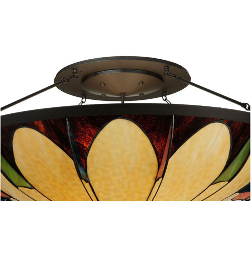 Meyda Lighting Cowette 42" 6-Light Timeless Bronze Semi-flush Mount Ceiling Light With Multi-Colored Shade Glass