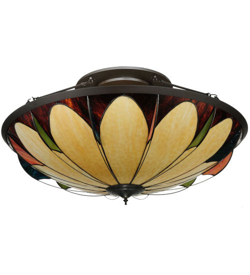 Meyda Lighting Cowette 42" 6-Light Timeless Bronze Semi-flush Mount Ceiling Light With Multi-Colored Shade Glass