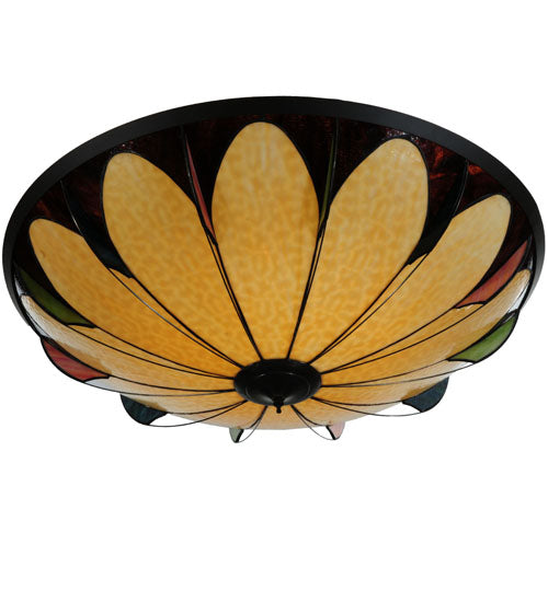 Meyda Lighting Cowette 42" 6-Light Timeless Bronze Semi-flush Mount Ceiling Light With Multi-Colored Shade Glass