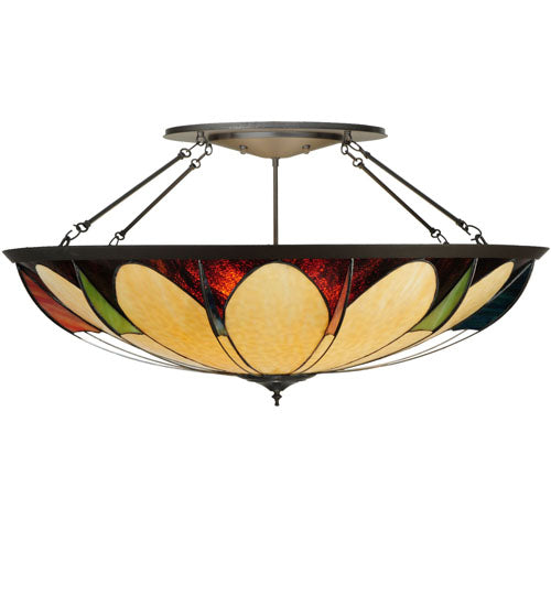 Meyda Lighting Cowette 42" 6-Light Timeless Bronze Semi-flush Mount Ceiling Light With Multi-Colored Shade Glass