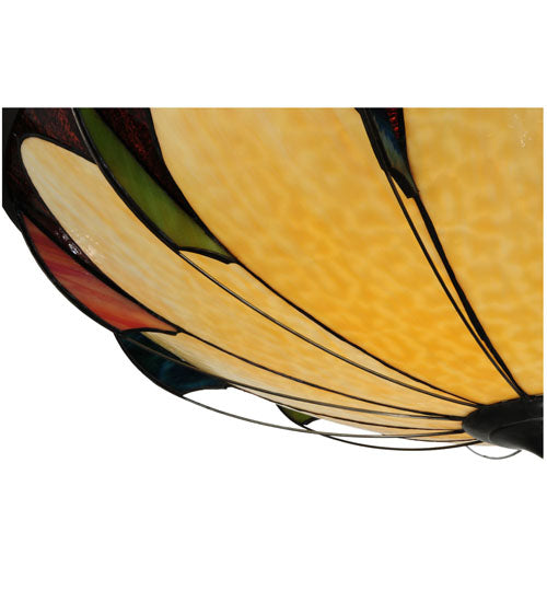 Meyda Lighting Cowette 42" 6-Light Timeless Bronze Semi-flush Mount Ceiling Light With Multi-Colored Shade Glass