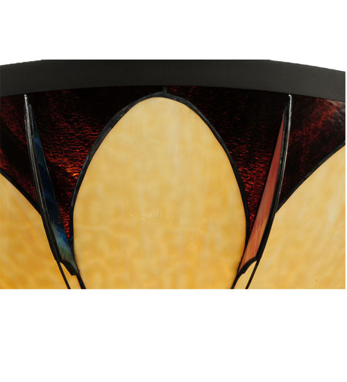 Meyda Lighting Cowette 42" 6-Light Timeless Bronze Semi-flush Mount Ceiling Light With Multi-Colored Shade Glass