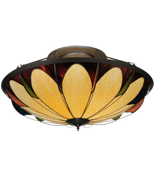 Meyda Lighting Cowette 42" 6-Light Timeless Bronze Semi-flush Mount Ceiling Light With Multi-Colored Shade Glass