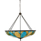 Meyda Lighting Cowette 43" 3-Light Mahogany Bronze Inverted Pendant Light With Multi-Colored Shade Glass