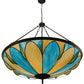 Meyda Lighting Cowette 43" 3-Light Mahogany Bronze Inverted Pendant Light With Multi-Colored Shade Glass
