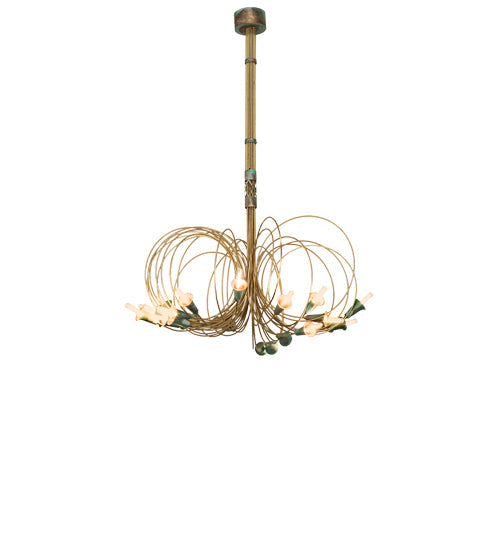 Meyda Lighting Coyle Logan 42" 24-Light Brushed Brass & Verdigris Copper Chandelier