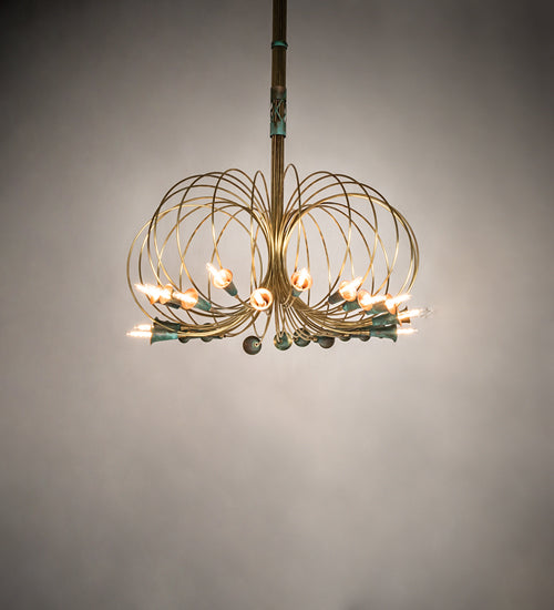 Meyda Lighting Coyle Logan 42" 24-Light Brushed Brass & Verdigris Copper Chandelier