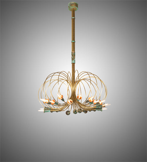 Meyda Lighting Coyle Logan 42" 24-Light Brushed Brass & Verdigris Copper Chandelier