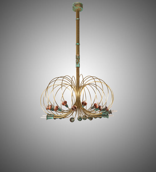 Meyda Lighting Coyle Logan 42" 24-Light Brushed Brass & Verdigris Copper Chandelier