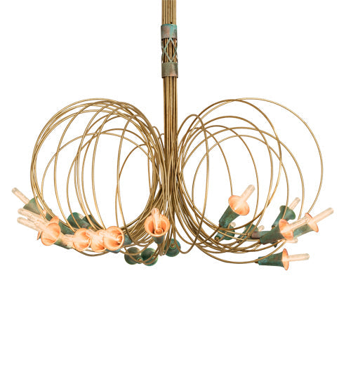 Meyda Lighting Coyle Logan 42" 24-Light Brushed Brass & Verdigris Copper Chandelier